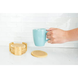 Home Basics 4.5" Bamboo Coaster Set, (Pack of 6) with Holder, Natural $7.00 EACH, CASE PACK OF 12