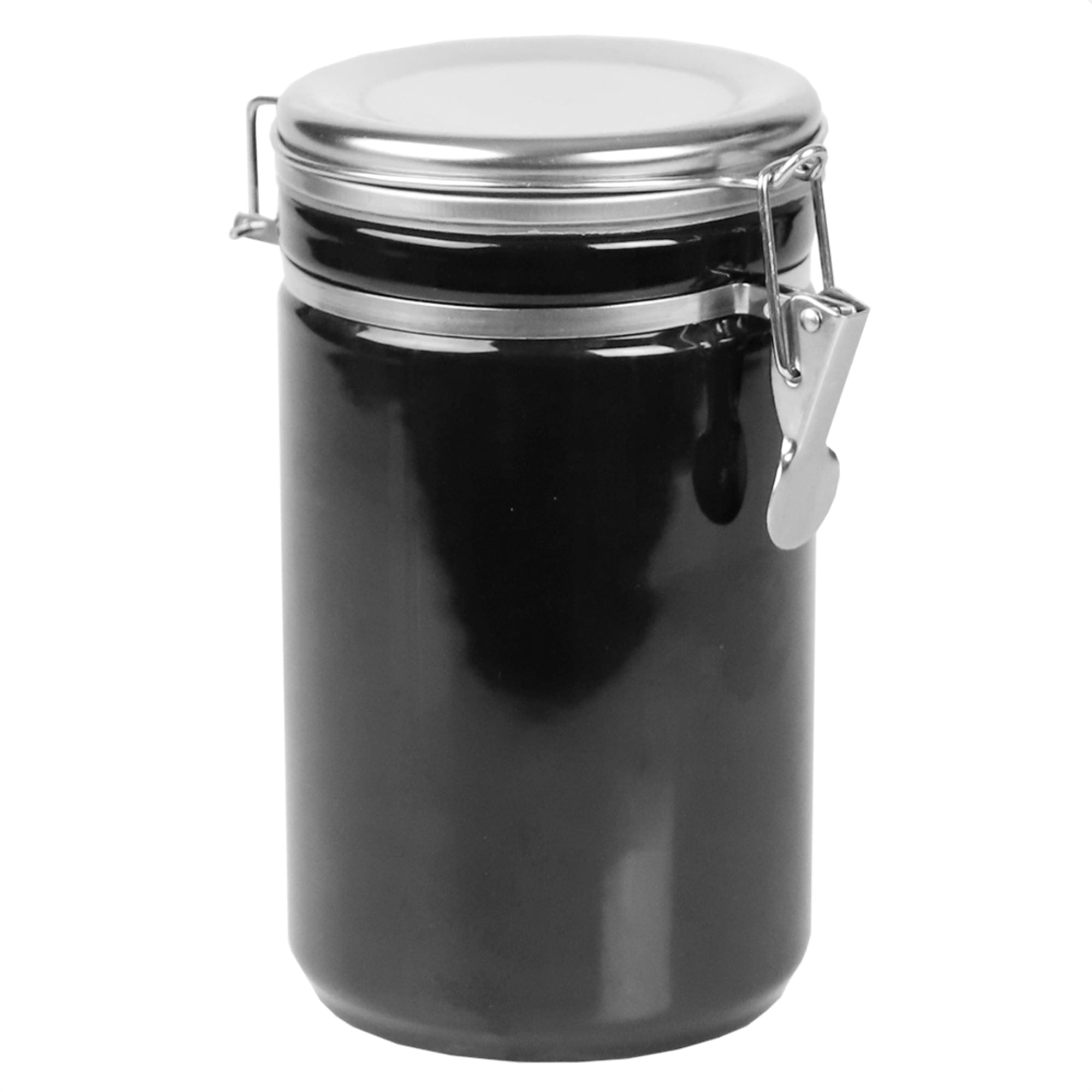 Home Basics 45 oz. Canister with Stainless Steel Top, Black $8.00 EACH, CASE PACK OF 8
