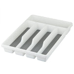 Load image into Gallery viewer, Home Basics Plastic Cutlery Tray with Rubber-Lined Compartments, White $5.00 EACH, CASE PACK OF 12
