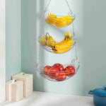 Load image into Gallery viewer, Home Basics 3 Tier Wire Hanging Oval Fruit Basket, Chrome $10.00 EACH, CASE PACK OF 12
