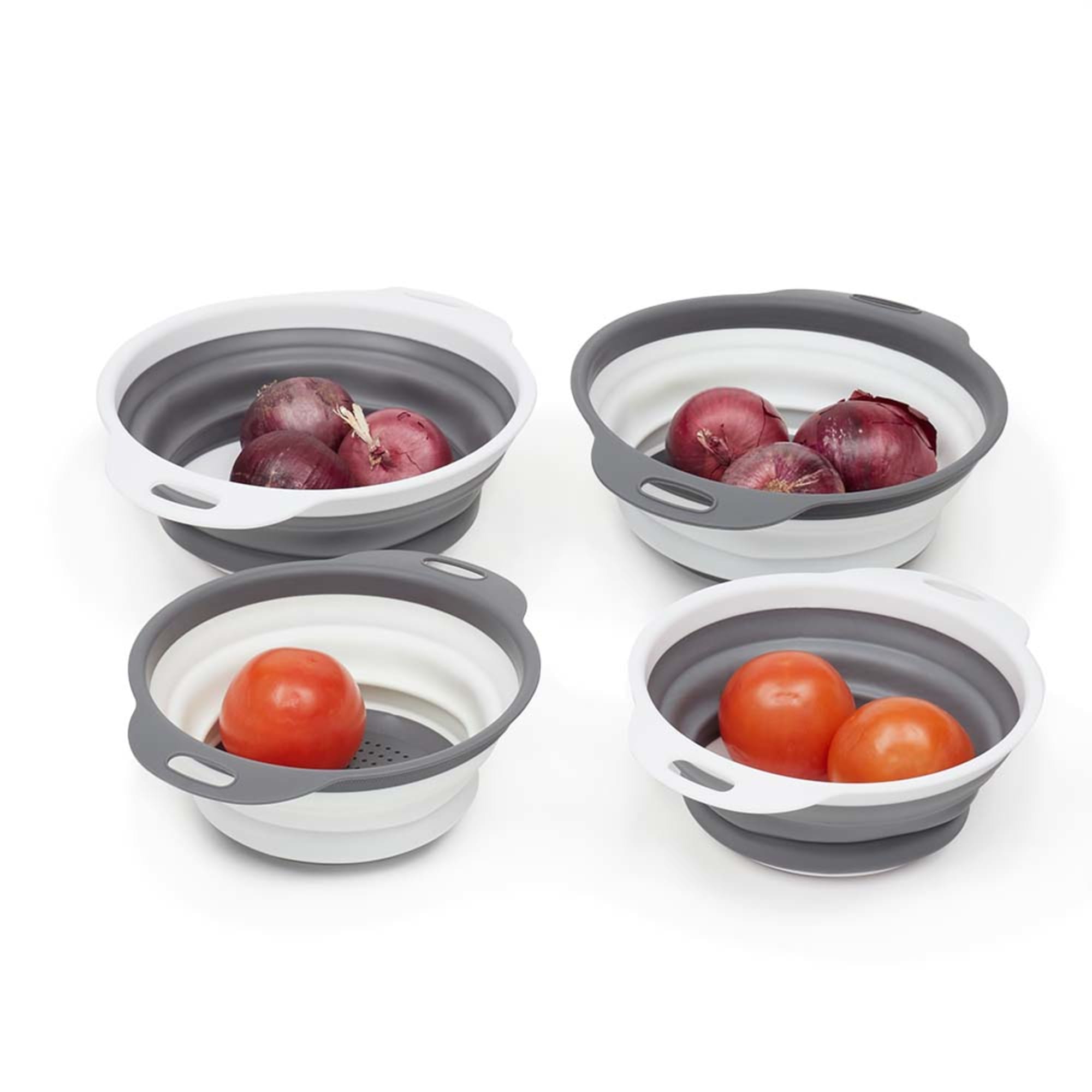 Home Basics 2 Piece Nesting Collapsible Silicone  Colander $5.00 EACH, CASE PACK OF 24