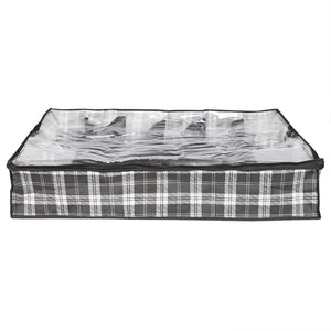 Home Basics Plaid Non-Woven 12 Pair Under the Bed Shoe Organizer with Clear Top, Black $5.00 EACH, CASE PACK OF 12
