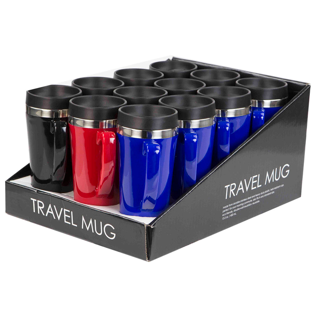 Home Basics Stainless Steel Travel Mug with Handle - Assorted Colors