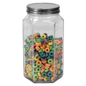 Home Basics 51 oz. Large Hexagon Glass Canister, Clear $3.00 EACH, CASE PACK OF 12