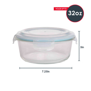 Home Basics 32 oz. Round Borosilicate Glass Food Storage Container $5.00 EACH, CASE PACK OF 12