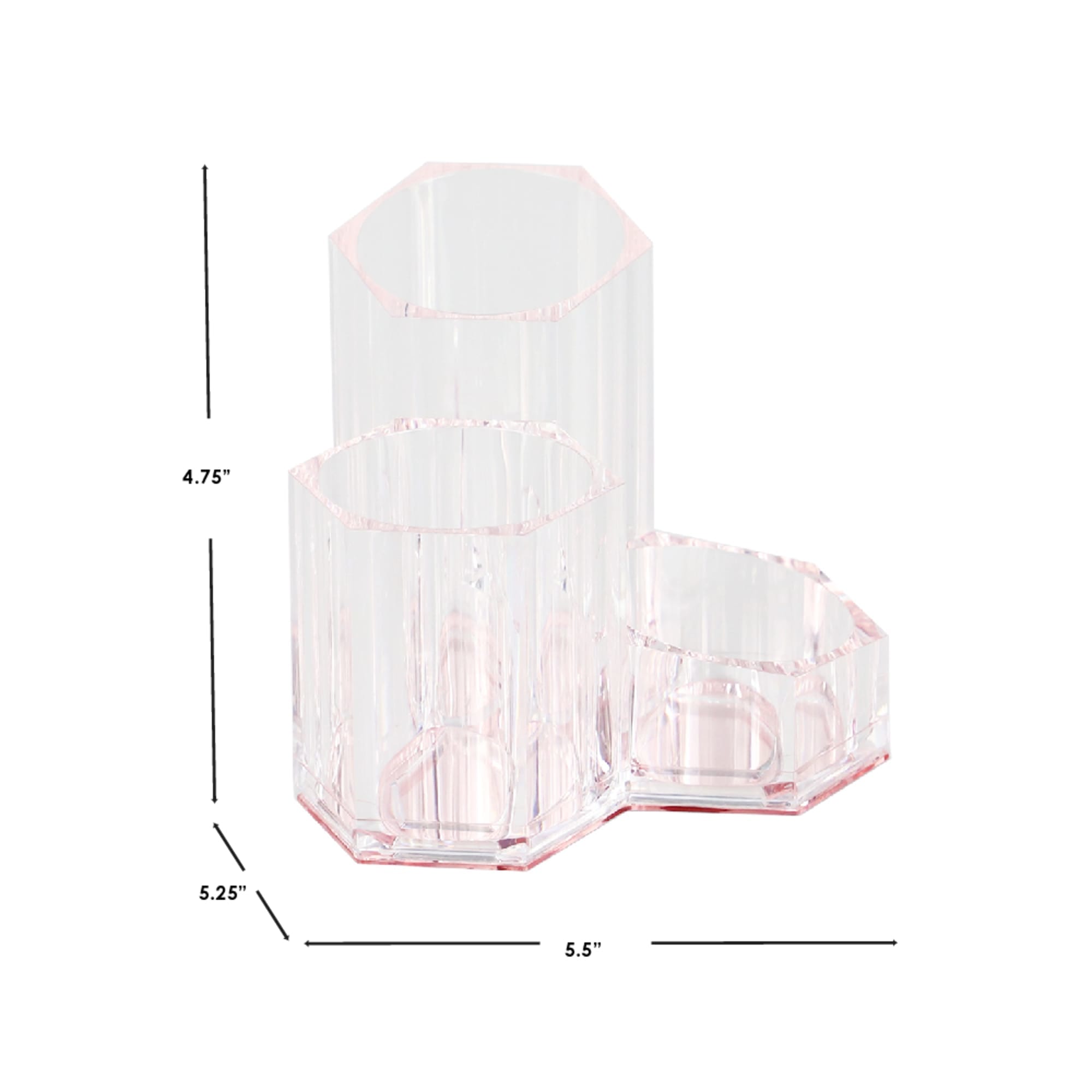 Home Basics Tri-Stand Plastic Cosmetic Organizer with Rose Bottom $4.00 EACH, CASE PACK OF 12