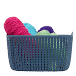 Load image into Gallery viewer, Home Basics 9L Crochet-Designed Plastic Basket, Blue $5.00 EACH, CASE PACK OF 12
