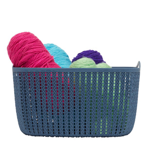 Home Basics 9L Crochet-Designed Plastic Basket, Blue $5.00 EACH, CASE PACK OF 12