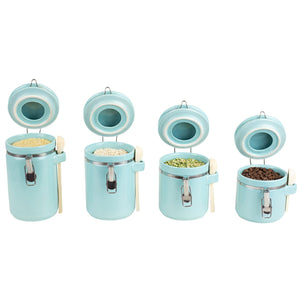 Home Basics 4 Piece Ceramic Canister Set with Wooden Spoons, Turquoise $20.00 EACH, CASE PACK OF 2