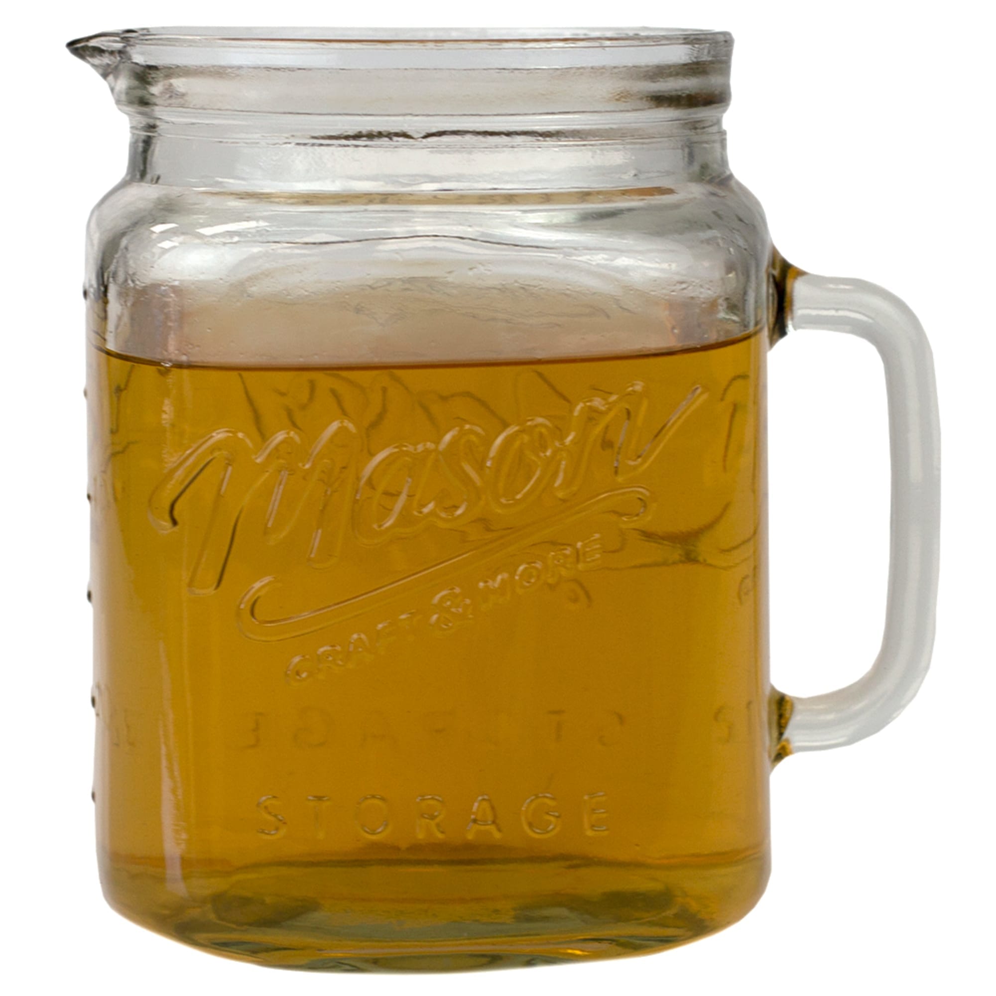 Home Basics 67.7 oz Glass Mason Jar Pitcher with Measurement Markings and Easy Grip Handle, Clear $3.00 EACH, CASE PACK OF 6