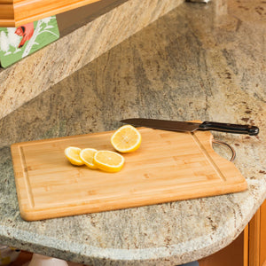 Home Basics 12" x 16" Bamboo Cutting Board with Juice Groove and Stainless Steel Handle $6.50 EACH, CASE PACK OF 12