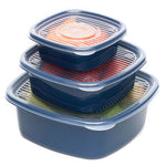 Load image into Gallery viewer, Home Basics 6 Piece Square Plastic Meal Prep Set, Blue $5.00 EACH, CASE PACK OF 8
