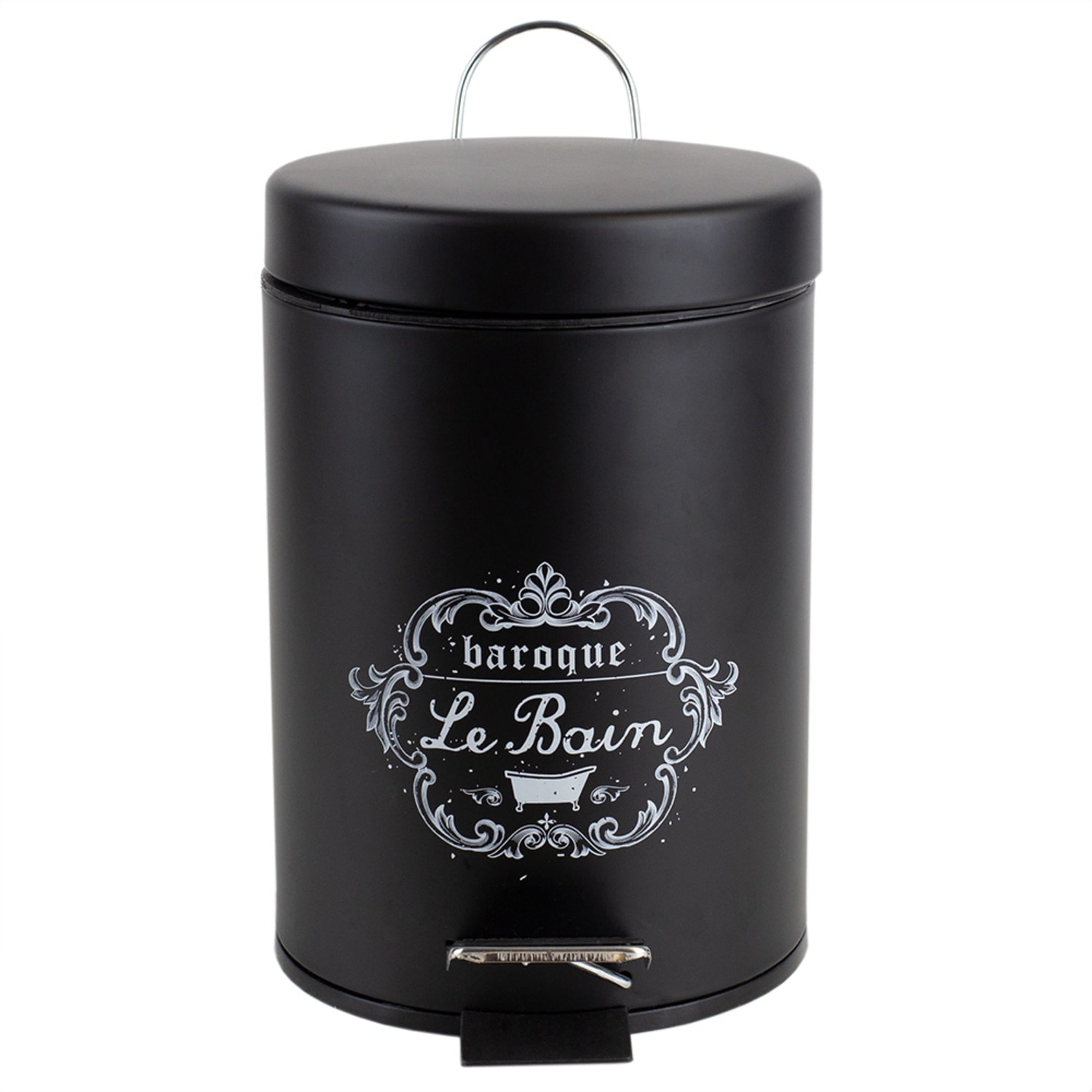 Home Basics 3 LT Paris Le Bain Step On  Steel Waste Bin with Carrying Handle, Black $8.00 EACH, CASE PACK OF 6