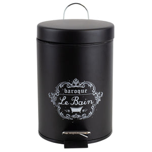 Home Basics 3 LT Paris Le Bain Step On  Steel Waste Bin with Carrying Handle, Black $8.00 EACH, CASE PACK OF 6