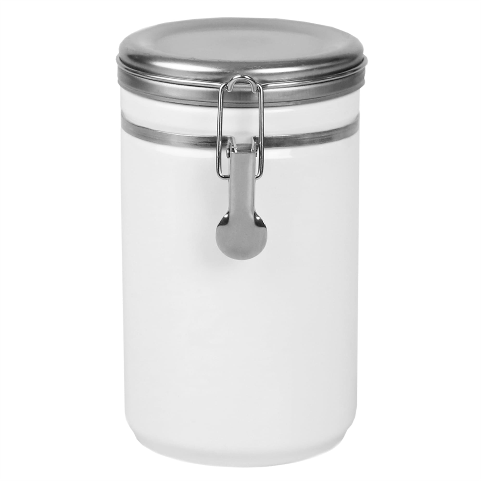 Home Basics 45 oz. Canister with Stainless Steel Top, White $8 EACH, CASE PACK OF 8