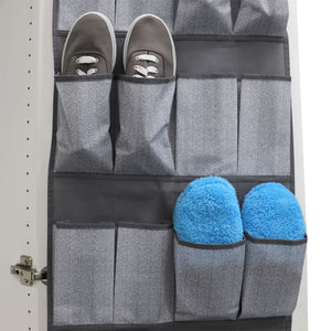 Home Basics Herringbone 20 Pocket Non-woven Over the Door Shoe Oganizer, Grey $5.00 EACH, CASE PACK OF 12