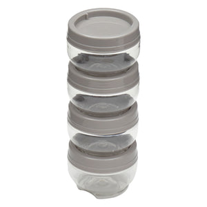 Home Basics 4 Piece 5.4 oz. Stackable Food Storage Containers, Clear/Grey $4.00 EACH, CASE PACK OF 9