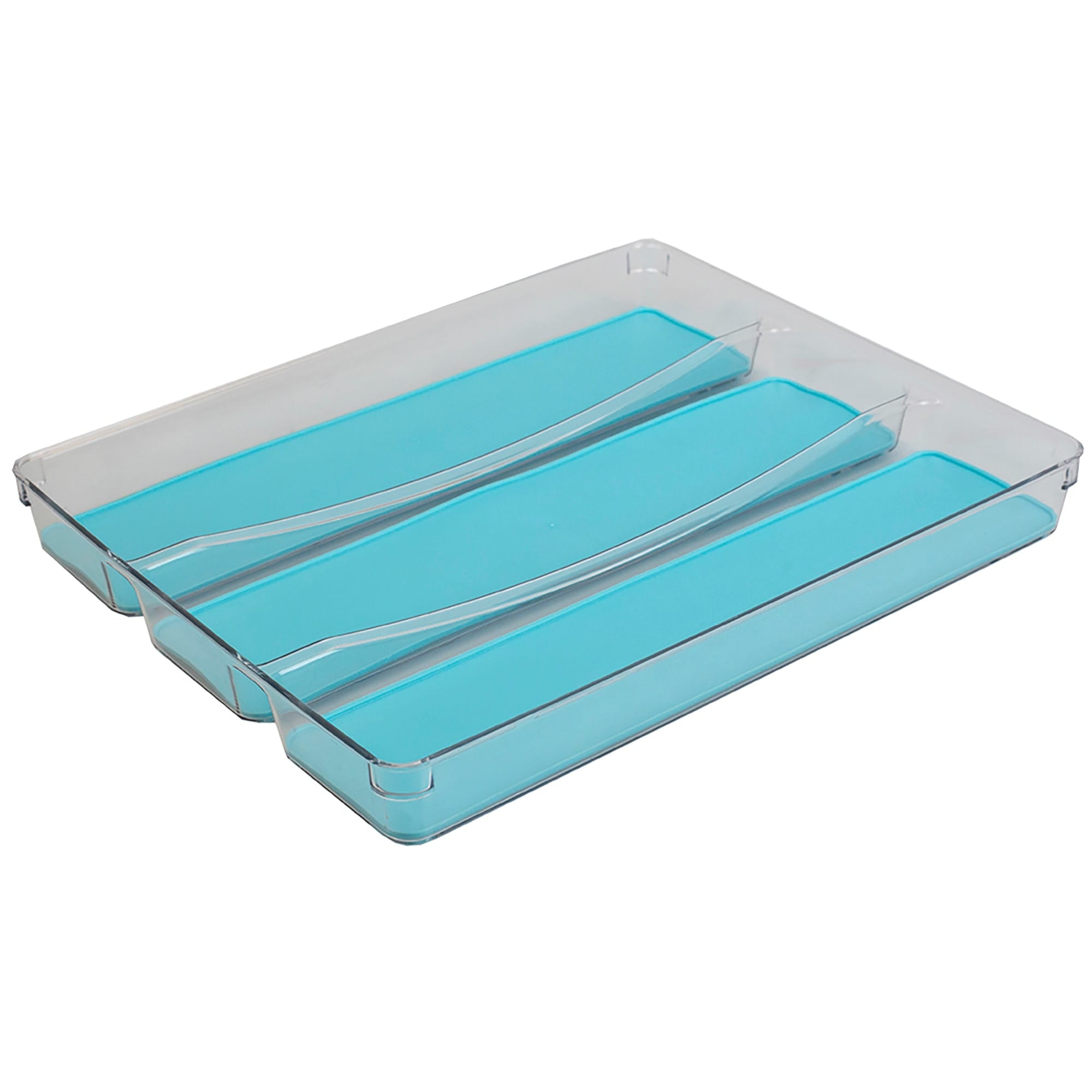 Home Basics Plastic Cutlery Tray with Rubber-Lined Compartments, Turquoise $10 EACH, CASE PACK OF 12