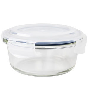 Michael Graves Design 21 Ounce High Borosilicate Glass Round Food Storage Container with Indigo Rubber Seal $4.00 EACH, CASE PACK OF 12