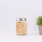 Load image into Gallery viewer, Home Basics 56 oz. Square Glass Canister with Brushed Stainless Steel Screw-on Lid Clear $3.50 EACH, CASE PACK OF 12
