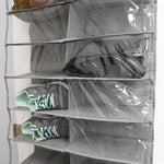 Load image into Gallery viewer, Home Basics 26 Compartment Over the Door Shoe Organizer (Non-Woven Fabric), Grey/Clear $12.00 EACH, CASE PACK OF 12
