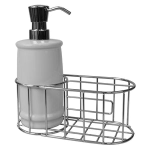 Home Basics 8 Oz Ceramic Soap Dispenser with Metal Caddy - Assorted Colors