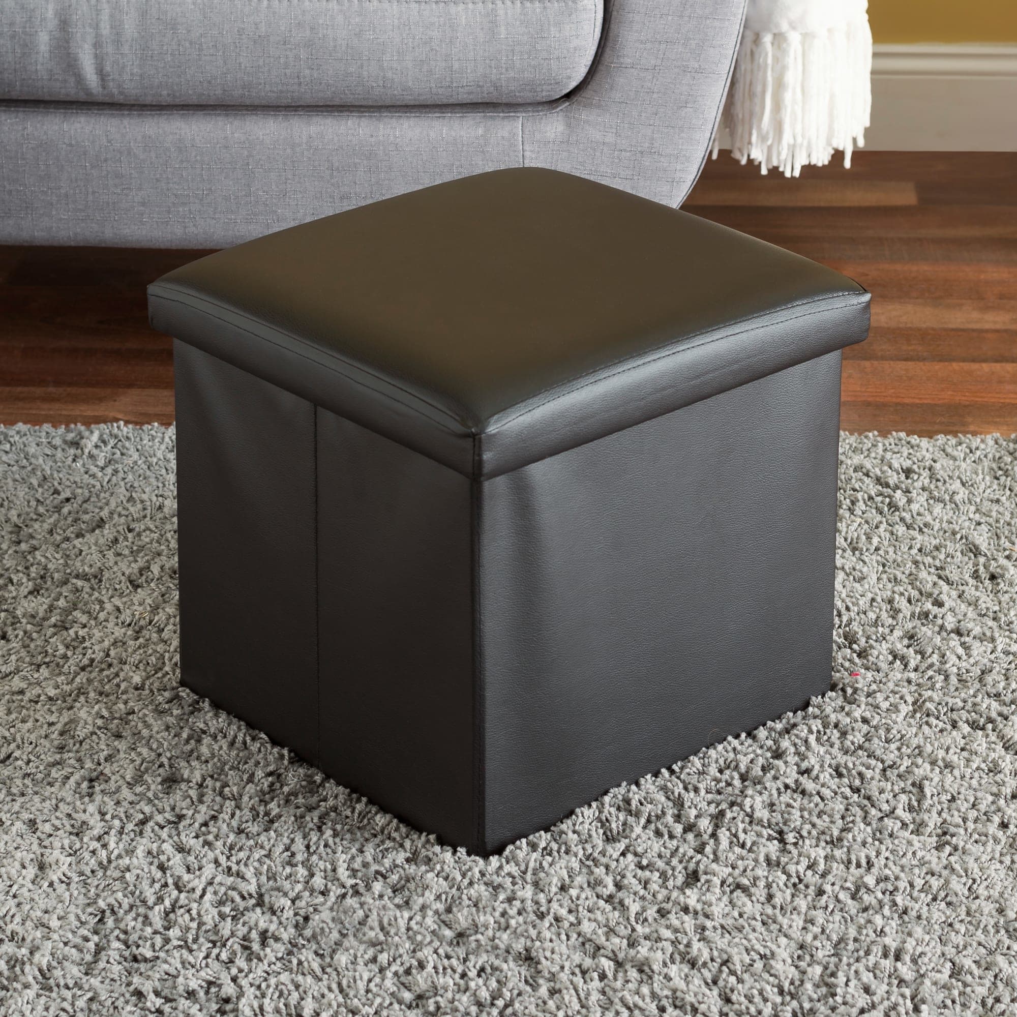 Home Basics Faux Leather Storage Cube, Black $12.00 EACH, CASE PACK OF 6