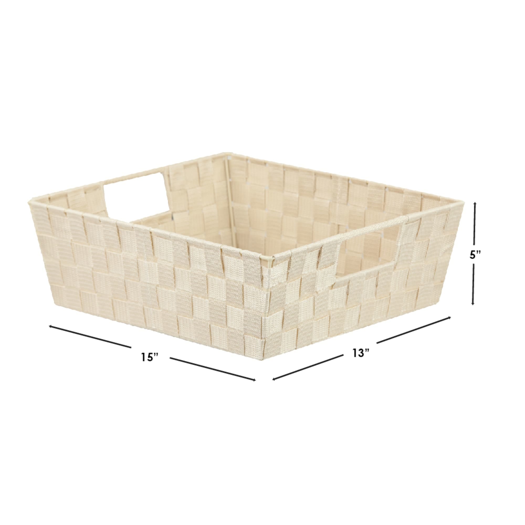 Home Basics Large Woven Strap Open Bin, Ivory $6.00 EACH, CASE PACK OF 6