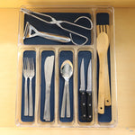 Load image into Gallery viewer, Michael Graves Design Large 6  Compartment Rubber Lined Plastic Cutlery Tray, Indigo $10.00 EACH, CASE PACK OF 12
