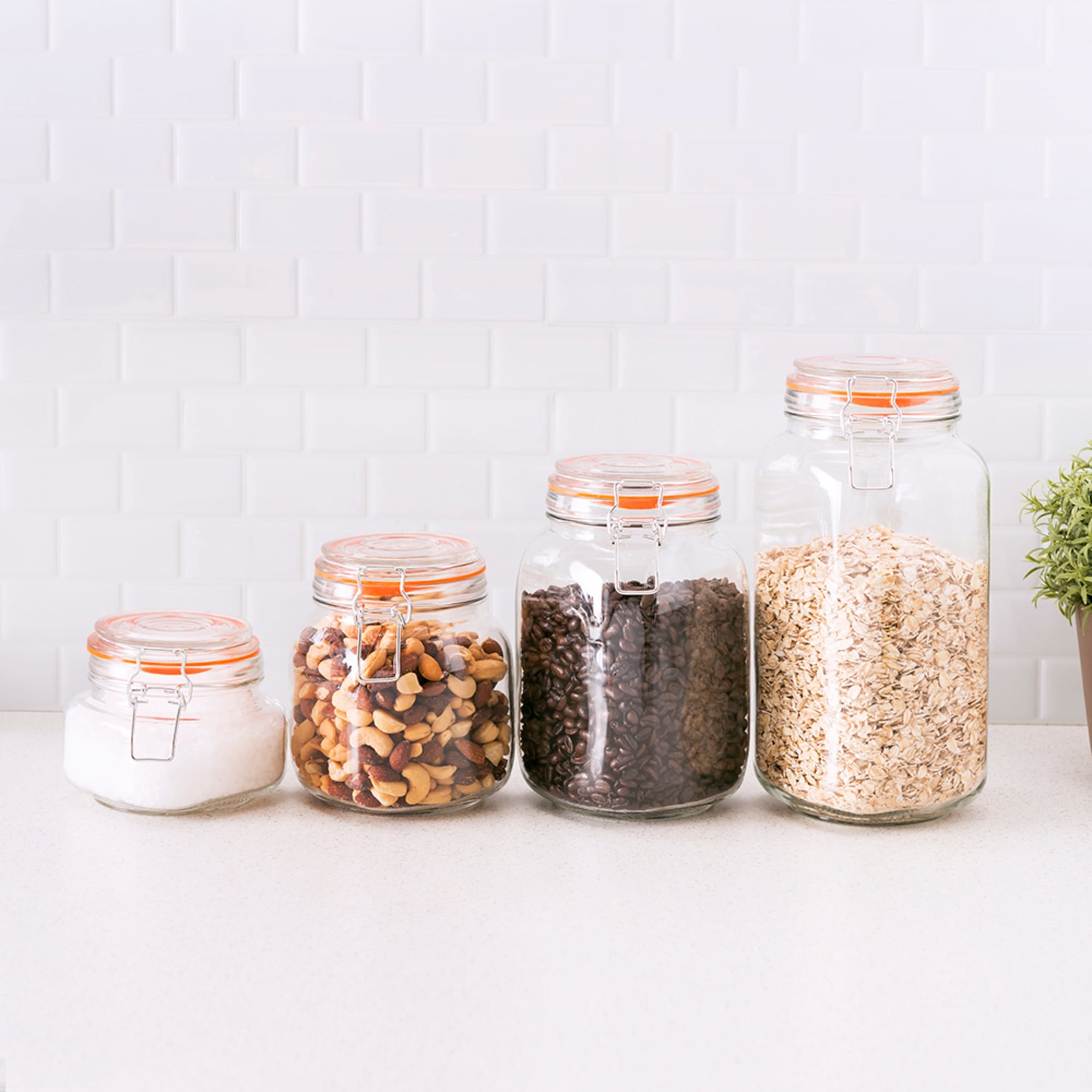Home Basics 4 Piece Glass Canister Set, Clear $15.00 EACH, CASE PACK OF 6