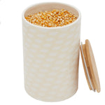 Load image into Gallery viewer, Home Basics Scallop Large Ceramic Canister with Bamboo Top $7.00 EACH, CASE PACK OF 12
