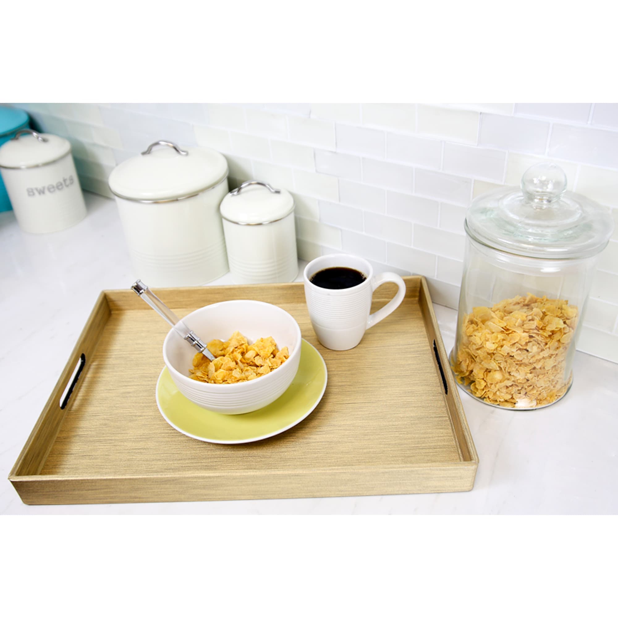 Home Basics Metallic Weave Serving Tray with Cut-Out Handles, Gold $12.00 EACH, CASE PACK OF 6