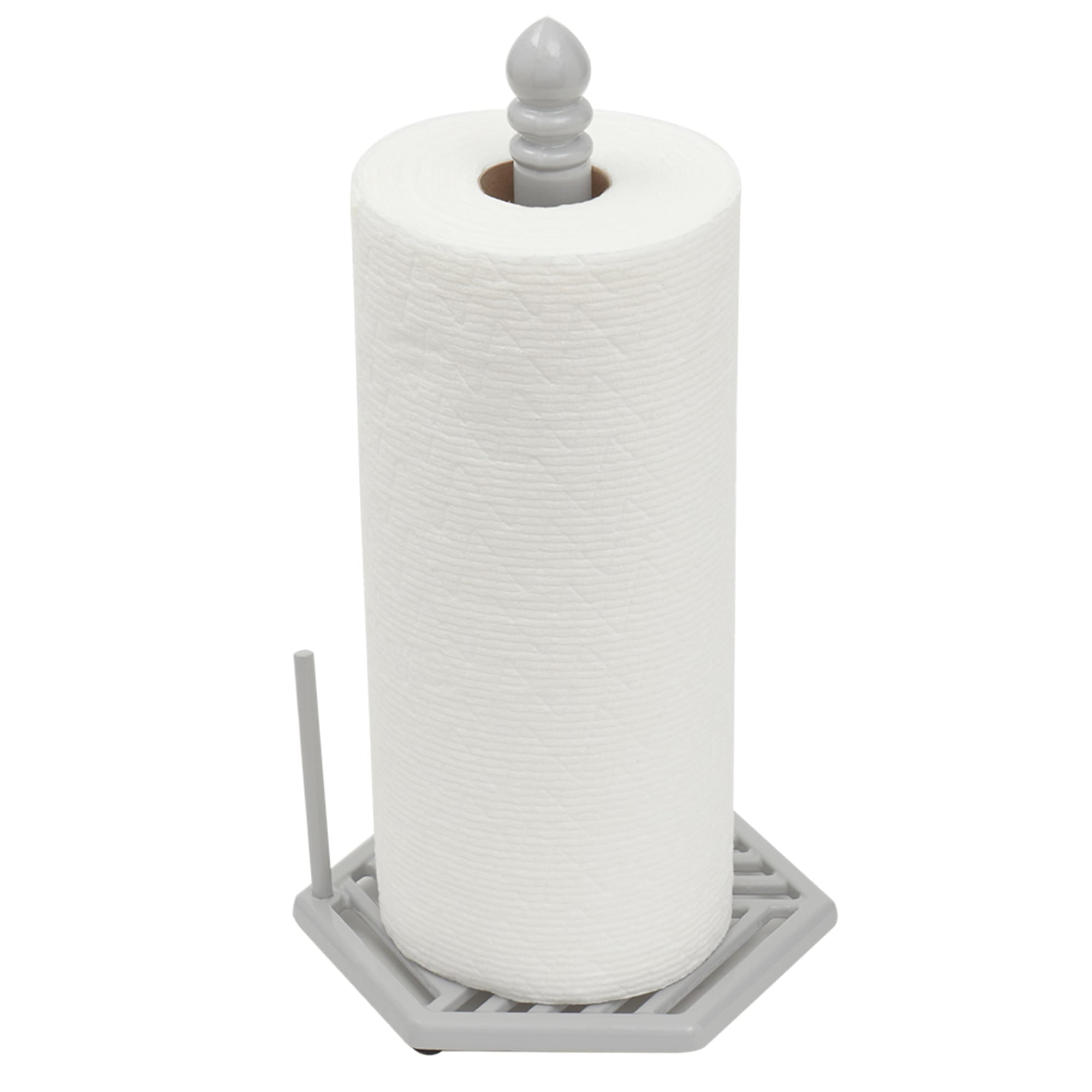Home Basics Lines Freestanding Cast Iron Paper Towel Holder with Dispensing Side Bar, Grey $10.00 EACH, CASE PACK OF 3