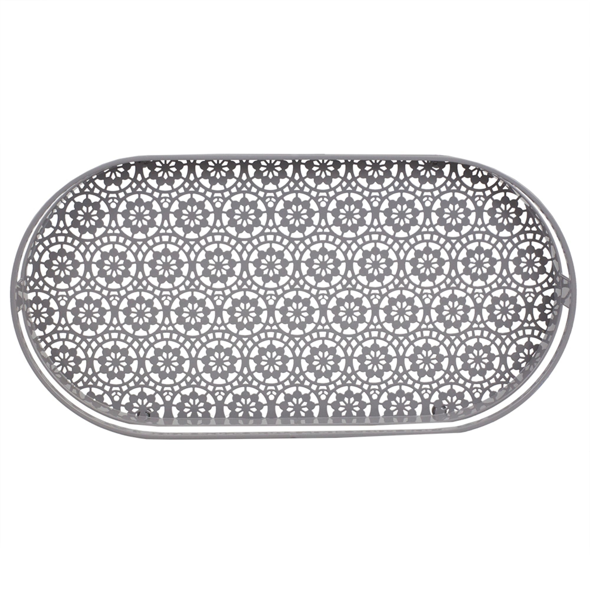 Home Basics Oval Lace Decorative Plastic  Vanity Tray with Rounded Feet, Grey $10.00 EACH, CASE PACK OF 12