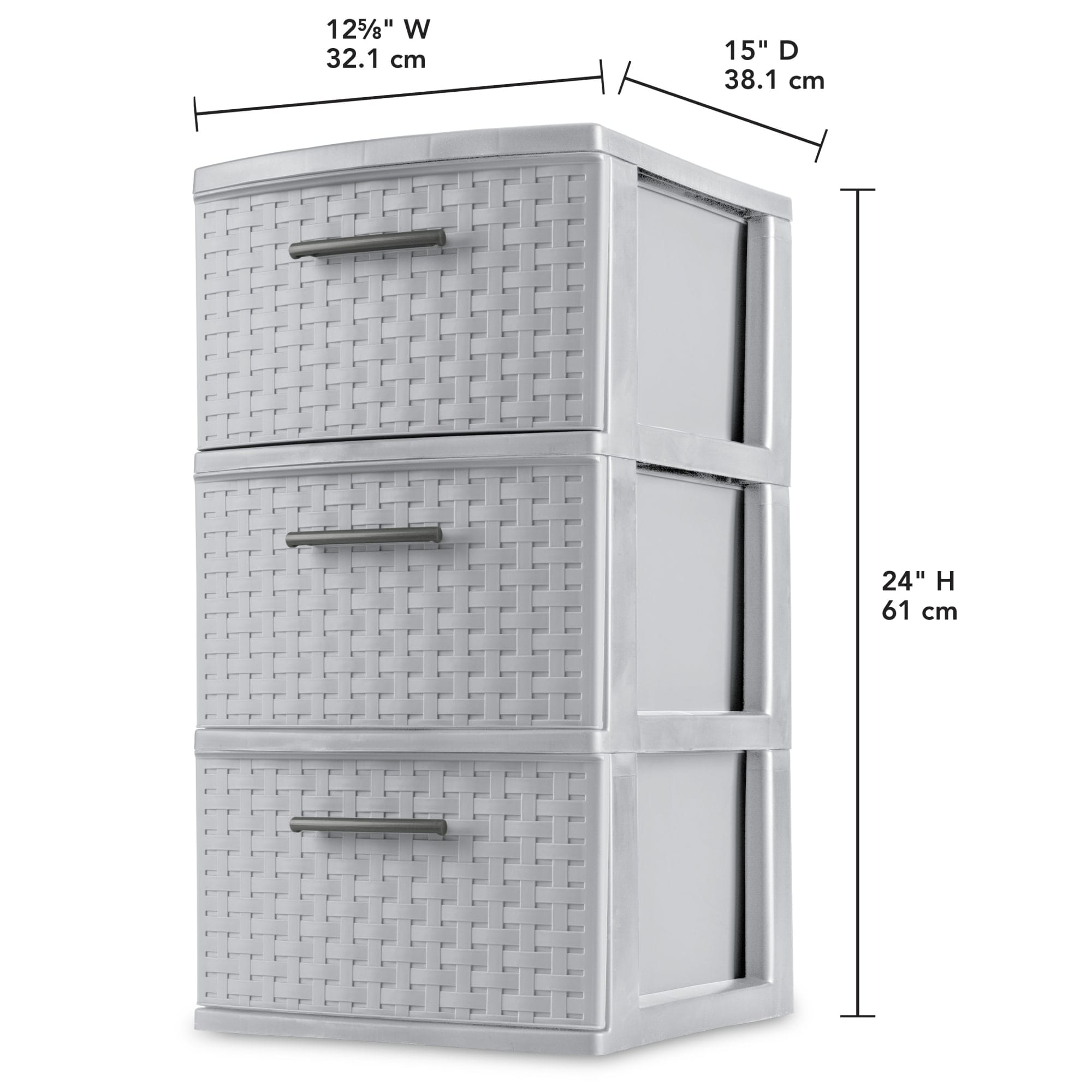 Sterilite 3 Drawer Weave Tower, Cement $32.00 EACH, CASE PACK OF 2