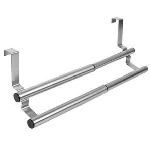 Home Basics Over the Cabinet Door Quick Install  Hanging Modern Expandable 2 Tier Steel Towel Storage Rack $4.00 EACH, CASE PACK OF 12