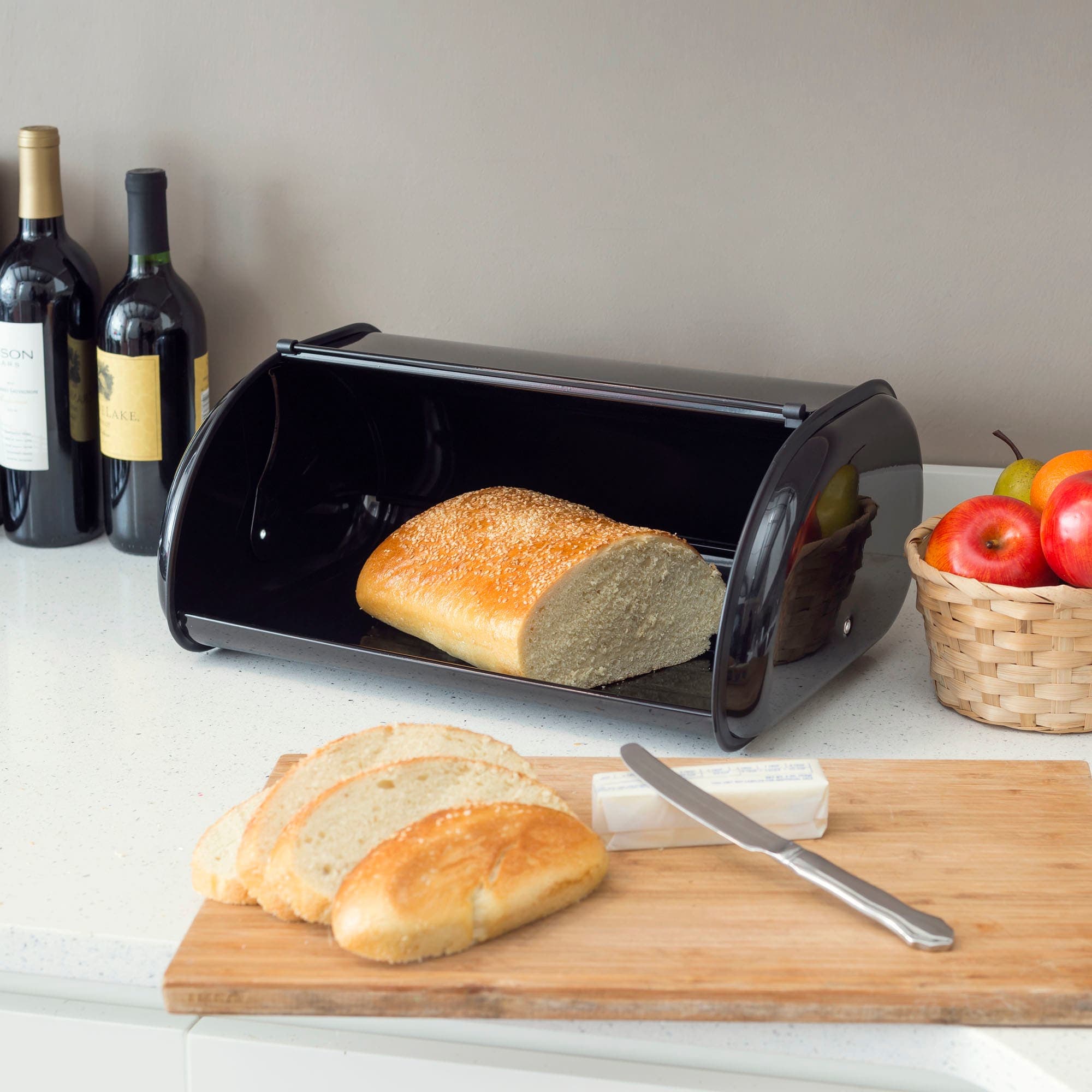 Home Basics Roll Up Lid Metal Bread Box, Black $20.00 EACH, CASE PACK OF 6