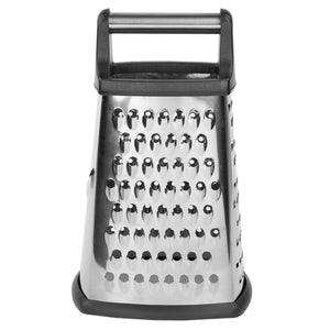 Home Basics 4-Sided Cheese Grater With Rubber Grip, Black