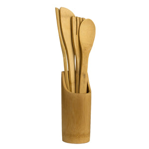Home Basics 5 Piece Bamboo Utensil Set with Sculptural Holder, Natural $4.00 EACH, CASE PACK OF 24