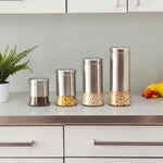 Load image into Gallery viewer, Home Basics Essence Collection 4 Piece Stainless Steel Canister Set $12.00 EACH, CASE PACK OF 4
