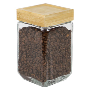 Home Basics 57 oz Square Glass Canister with Bamboo Lid $5.00 EACH, CASE PACK OF 12