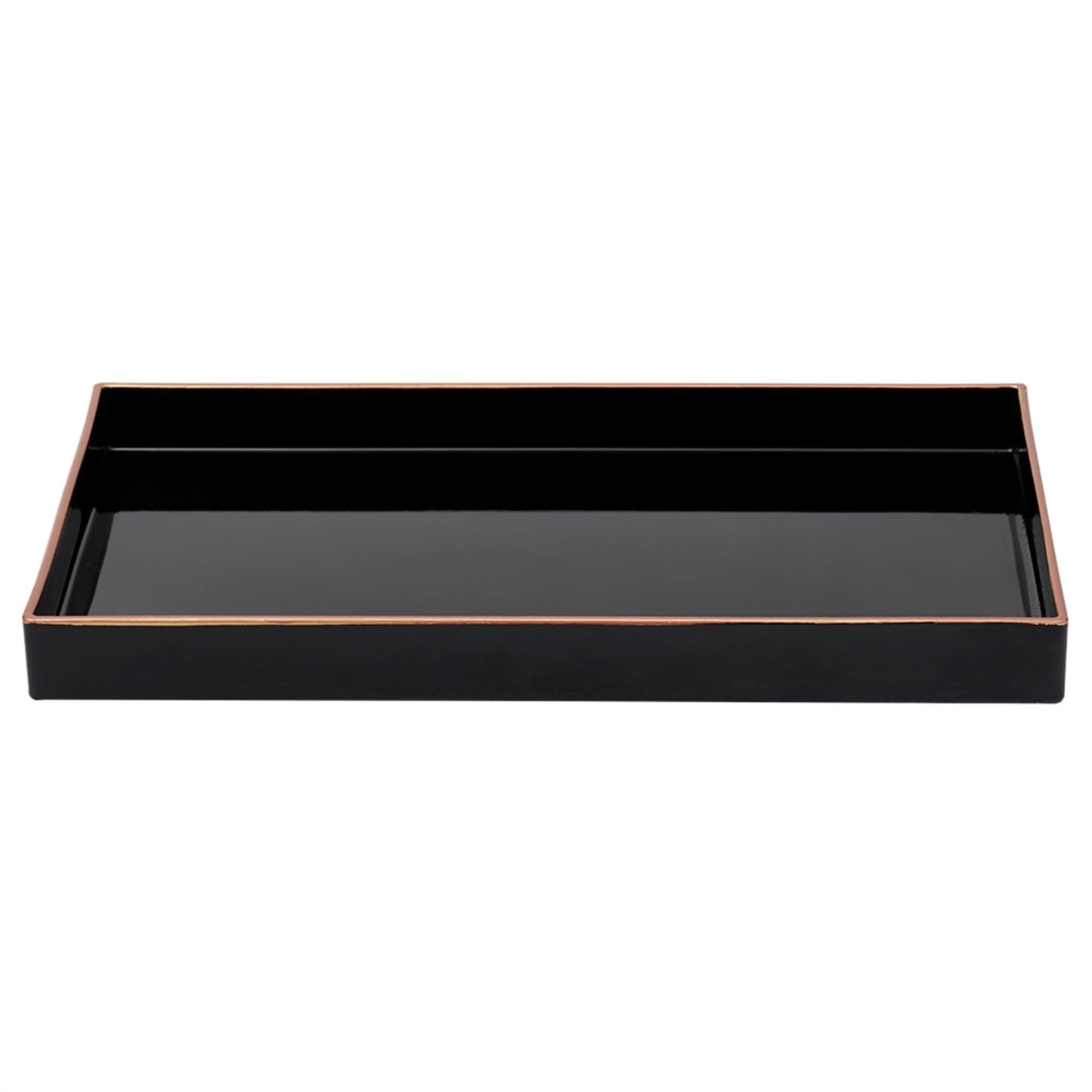 Home Basics 7" x 14" Decorative Vanity Tray with Contrasting Gold Trim, Black $5.00 EACH, CASE PACK OF 8