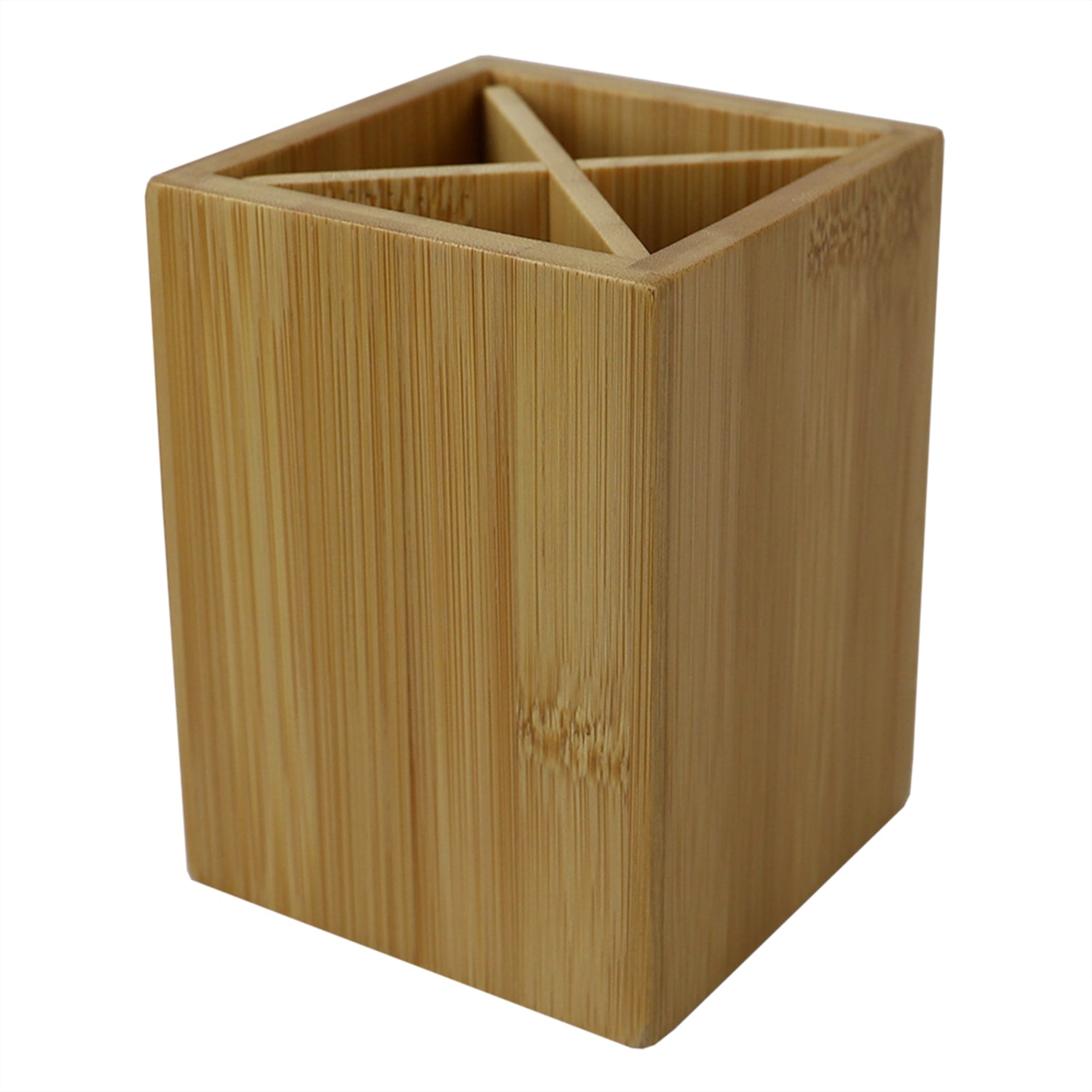 Home Basics 4 Section Square Bamboo Pen Holder, Natural $5 EACH, CASE PACK OF 6