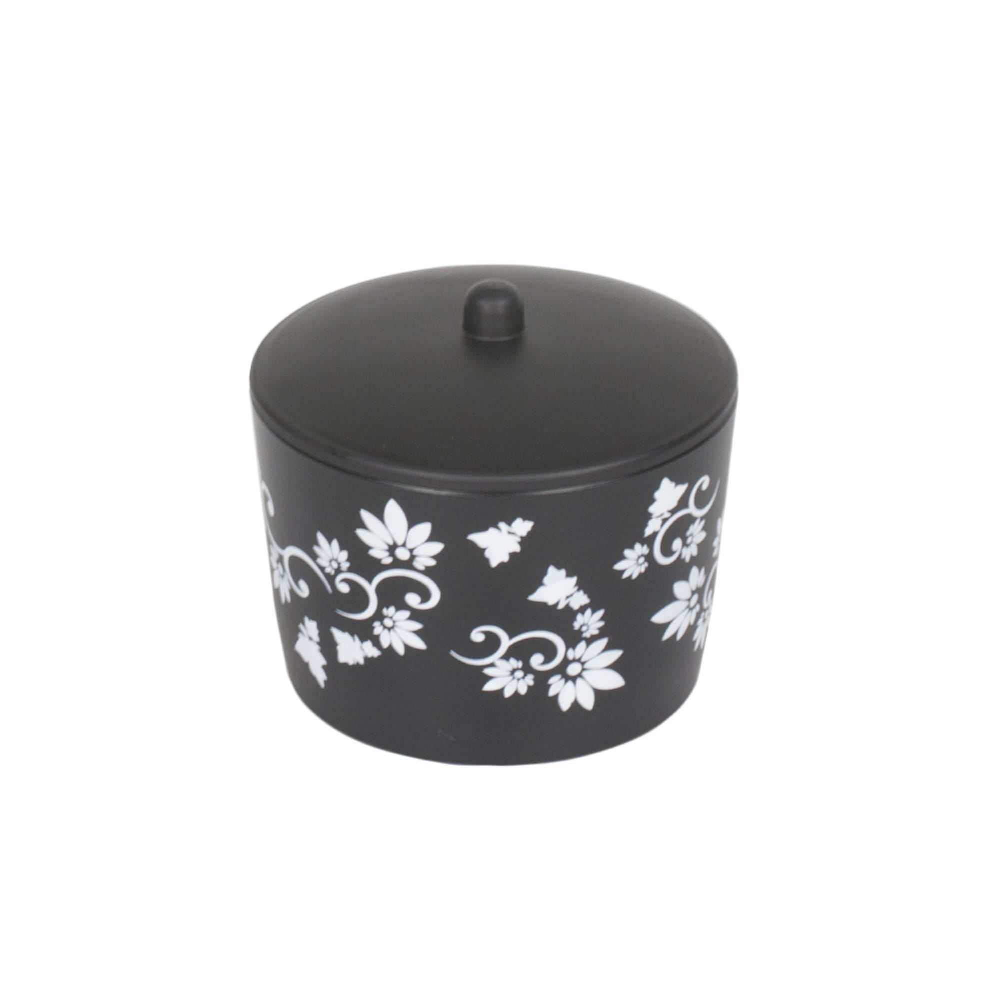 Home Basics Floral Printed 7 Piece Plastic Bath Accessory Set, Black $10.00 EACH, CASE PACK OF 6