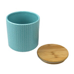 Load image into Gallery viewer, Home Basics Wave Small Ceramic Canister, Turquoise $4.00 EACH, CASE PACK OF 12
