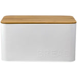 Load image into Gallery viewer, Home Basics Tin Bread Box  with Bamboo Top, White $15.00 EACH, CASE PACK OF 8
