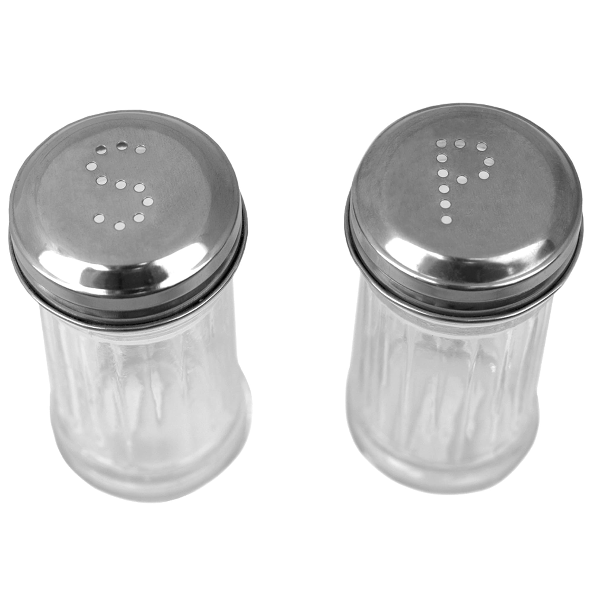 Home Basics Ribbed Glass 4 oz. Tabletop Salt and Pepper Set with Perforated Labeled Sifter Top, (Set of 2), Clear $2.00 EACH, CASE PACK OF 24