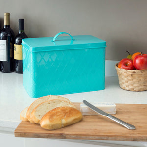 Home Basics  Tin Bread Box, Turquoise $20.00 EACH, CASE PACK OF 4