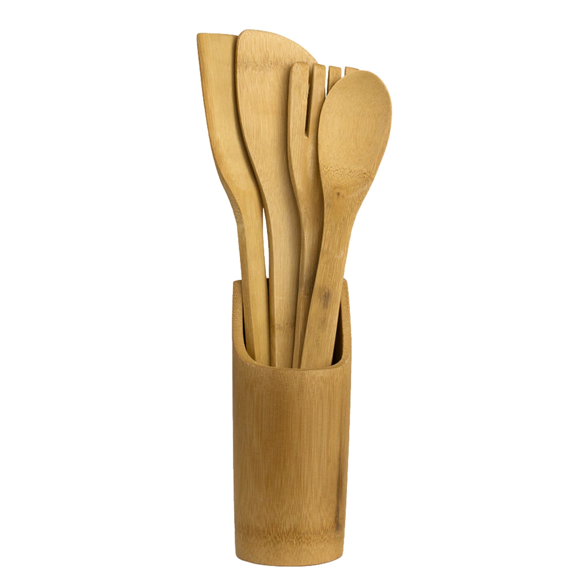 Home Basics 5 Piece Bamboo Utensil Set with Sculptural Holder, Natural $4.00 EACH, CASE PACK OF 24