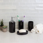Load image into Gallery viewer, Home Basics 4 Piece High Gloss Textured Ceramic Modern Bath Accessory Set, Black $15 EACH, CASE PACK OF 8
